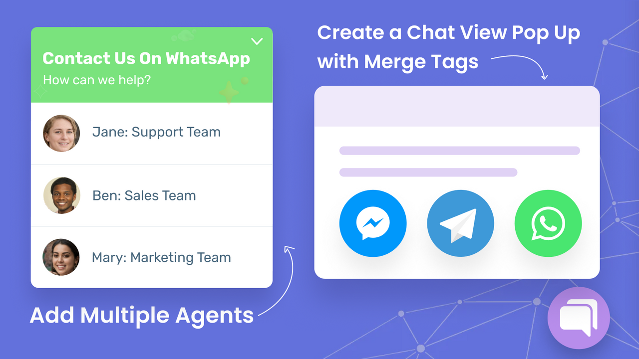 Adicione agentes de chat e personalize sua visualização de chat com tags de mesclagem