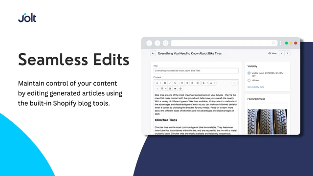 Edite posts usando o editor de blog integrado do Shopify