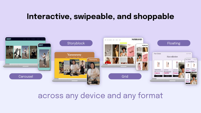 Interactive, swipeable, and shoppable