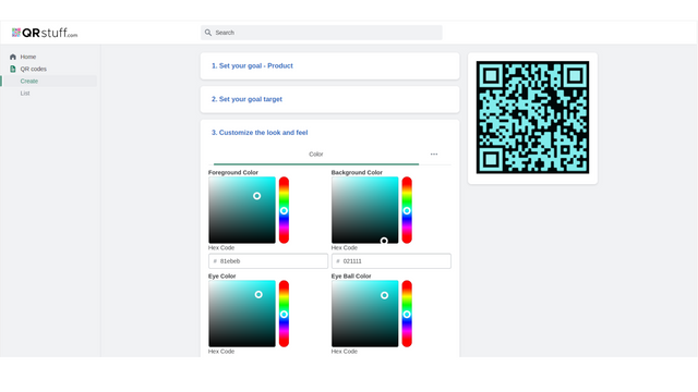 Changing colors in qr creation