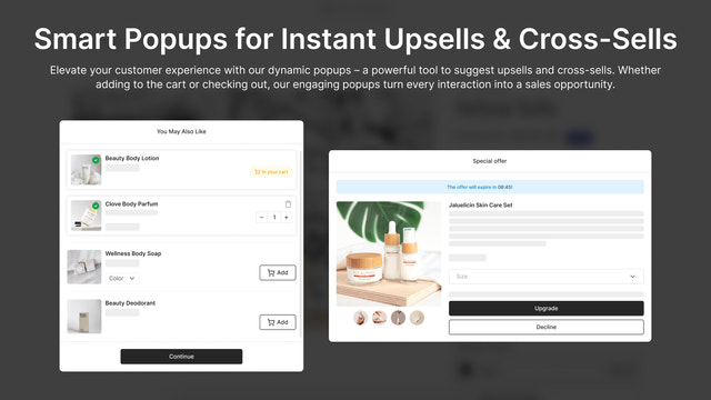 Smarte popups til øjeblikkelige upsells & cross-sells