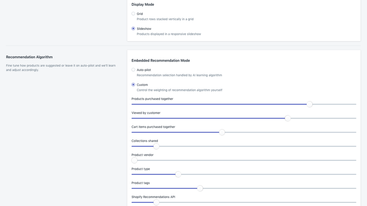 Product Recommendations Algorithm Metrics and Interface