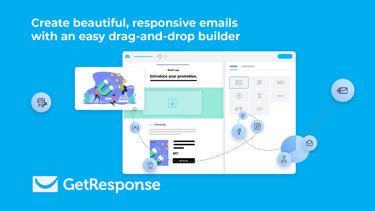 Maak prachtige e-mails met een eenvoudige drag-and-drop builder