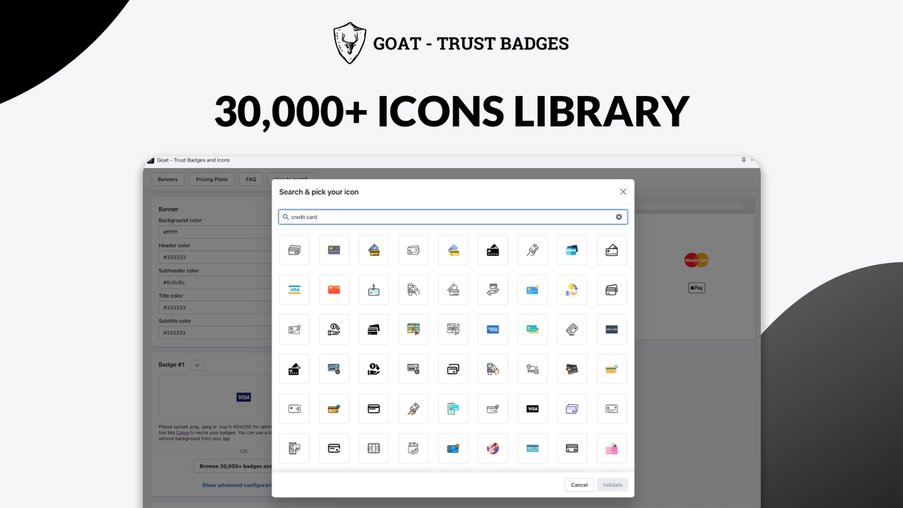 gennemse et bibliotek med over 30.000 ikoner