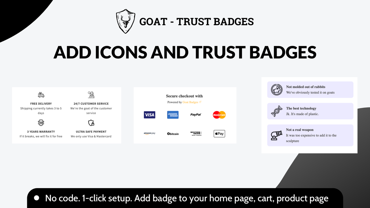 Trust badges examples on a landing page