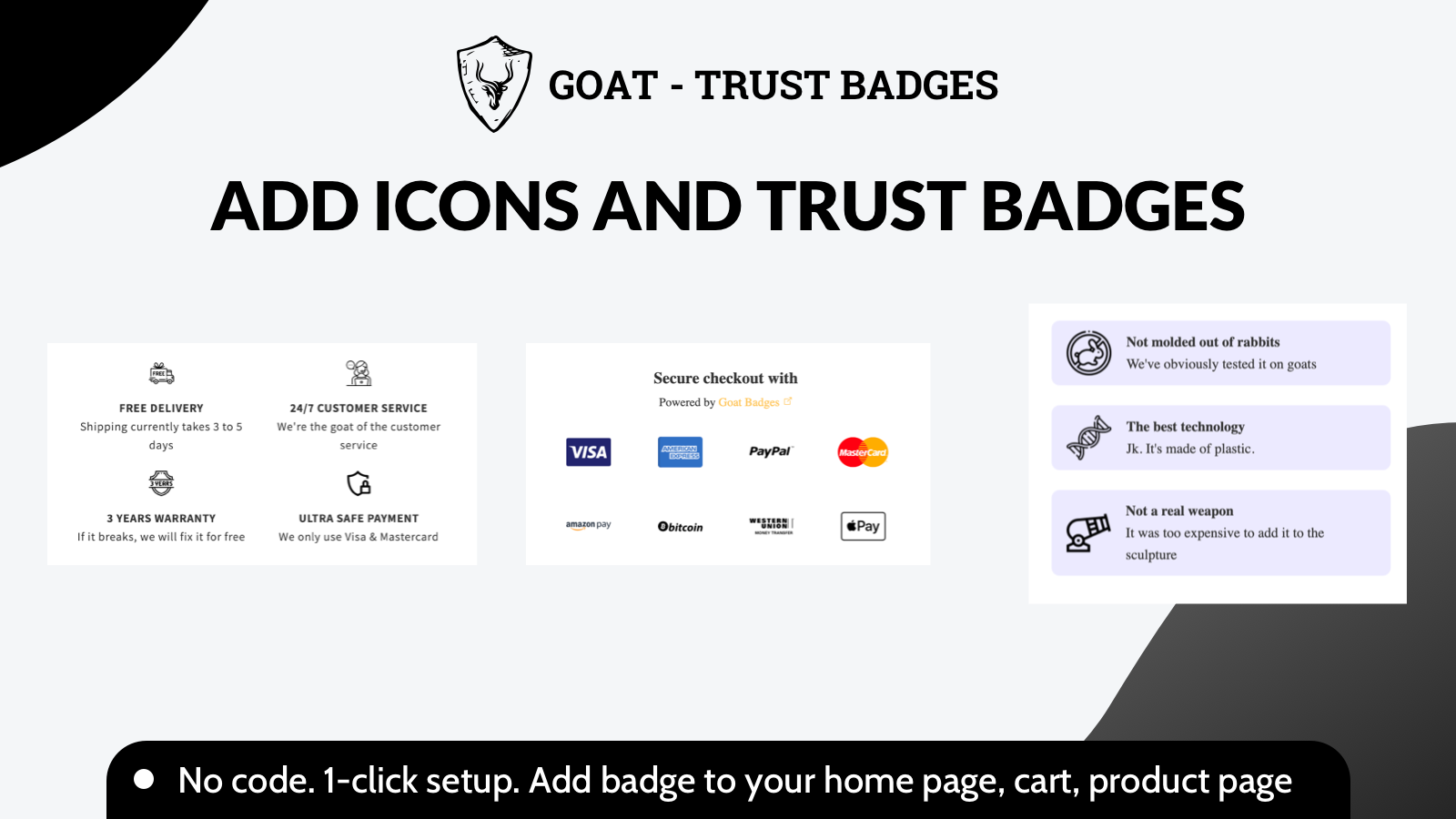 Trust badges examples on a landing page