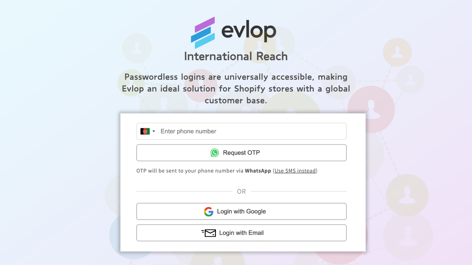 Internationaal bereik- Evlop wachtwoordloze OTP login