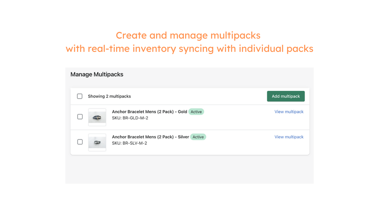 Creëer en beheer multipacks met real-time voorraadsynchronisatie