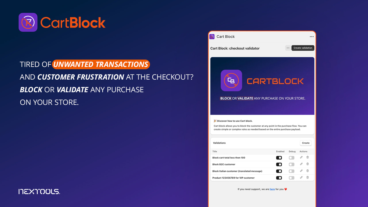 CartBlock Blockieren & Validieren jedes Kaufs im Warenkorb und beim Checkout