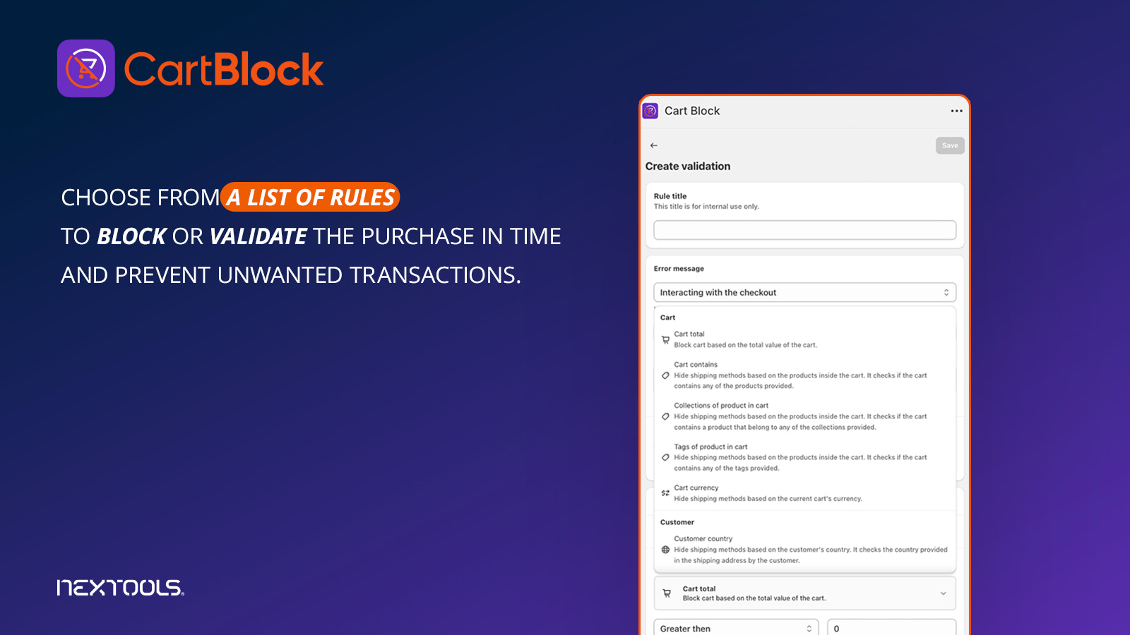 CartBlock Bloquer & Valider tout achat panier et paiement