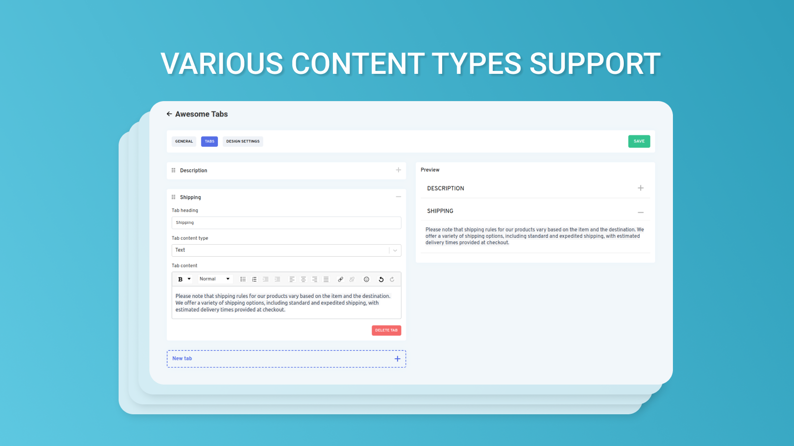 différents types de contenu