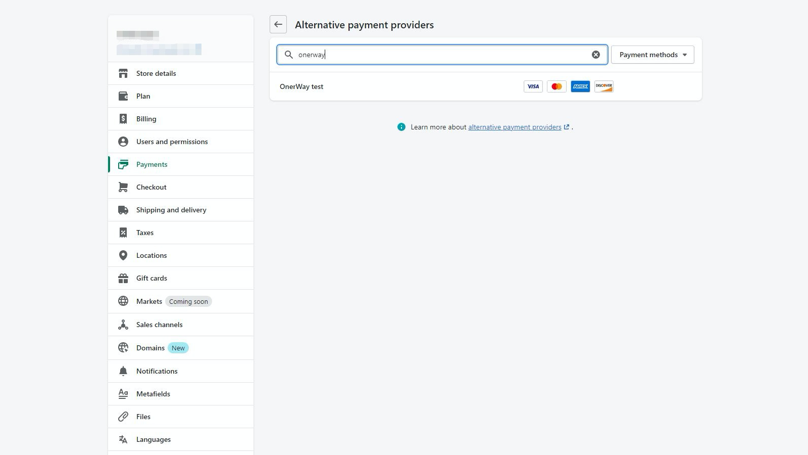 Recherchez ONERWAY dans les fournisseurs de paiement alternatifs