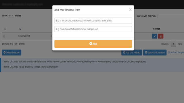 redirect fields pop-up