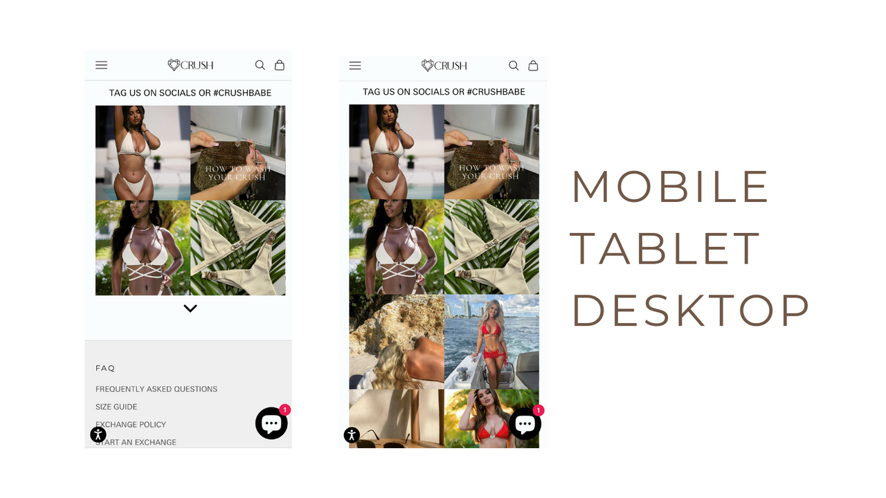 Galerie tablette mobile responsive Instagram et téléchargements UGC