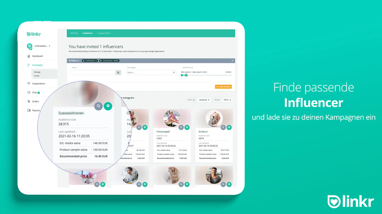 Influencer einladen