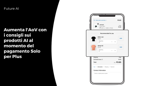 Aumenta l'AoV con i consigli sui prodotti AI al momento del paga