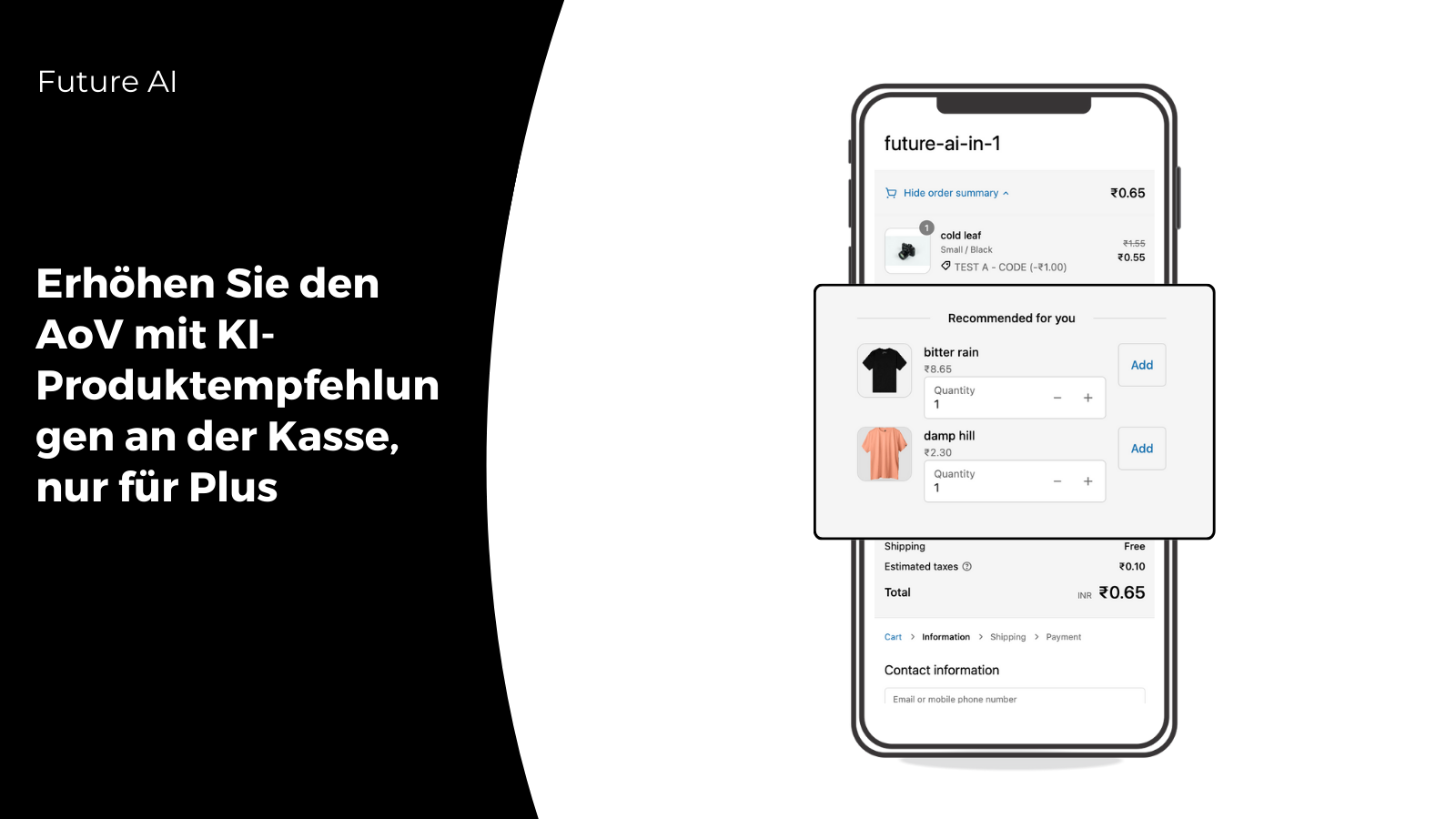 Erhöhen Sie den AoV mit KI-Produktempfehlungen an der Kasse, nur