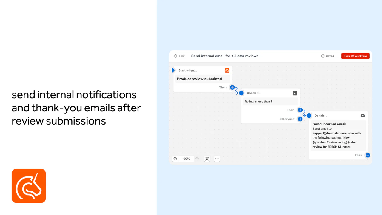 acione fluxo de trabalho para enviar e-mails internos e de agradecimento