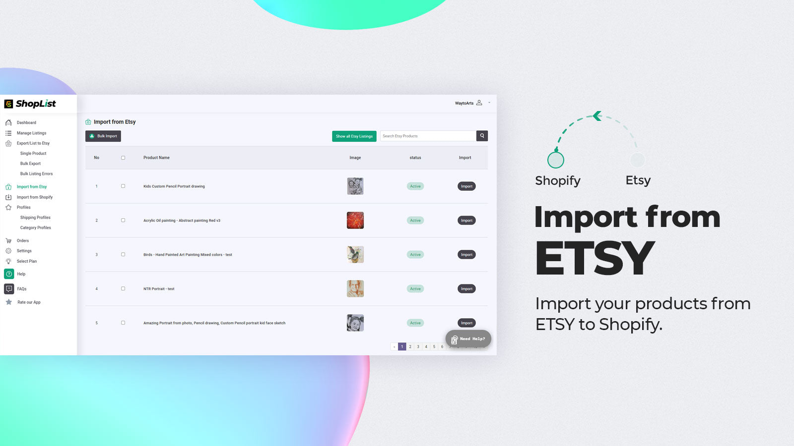 Etsy Integration ‑ ShopList Screenshot