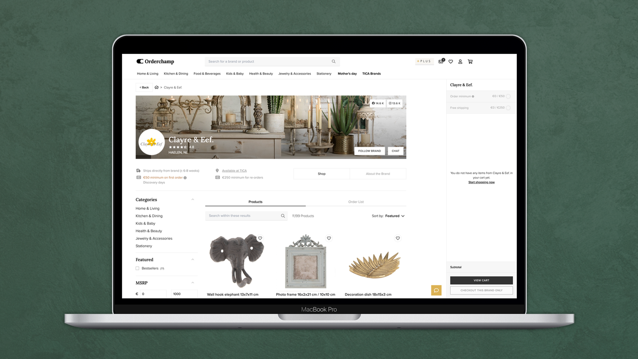 La marketplace d'Orderchamp