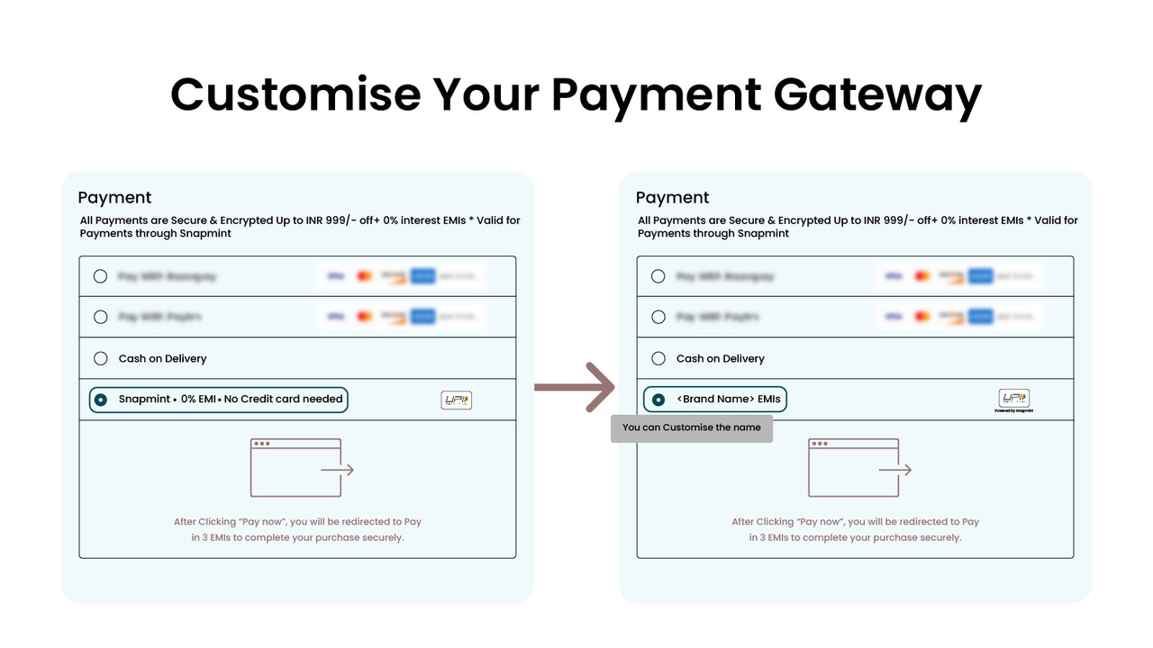 Customize your payment gateways