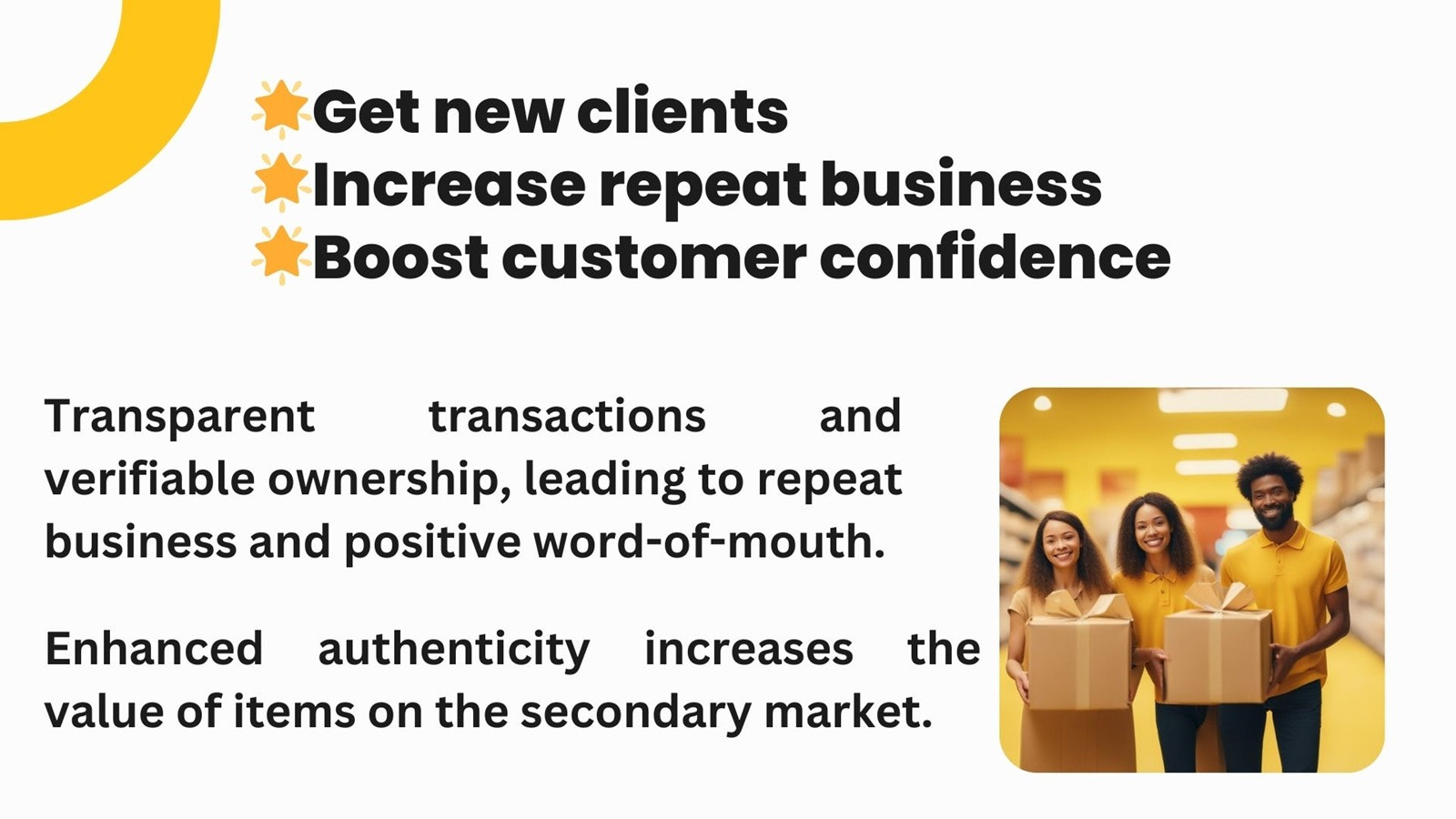Conquiste novos clientes, aumente o negócio repetido, aumente a confiança