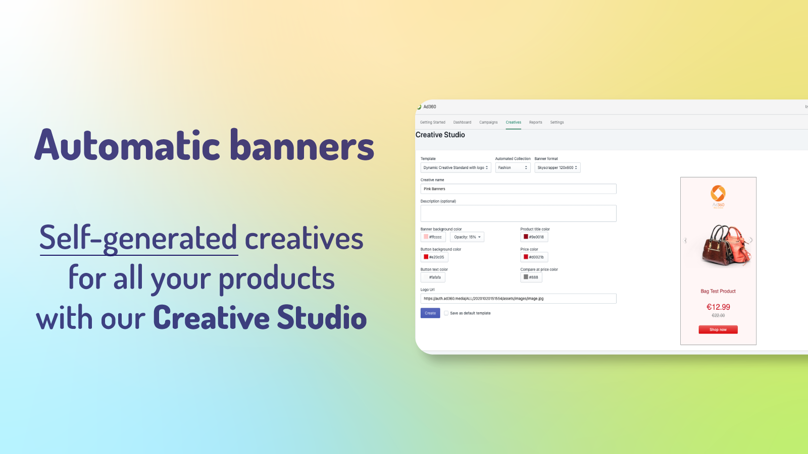 Automatiska banners: Självgenererade kreativ för alla produkter