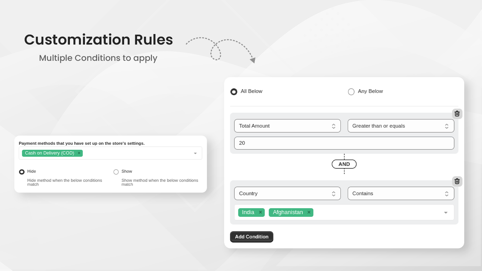 configuración de reglas de pago