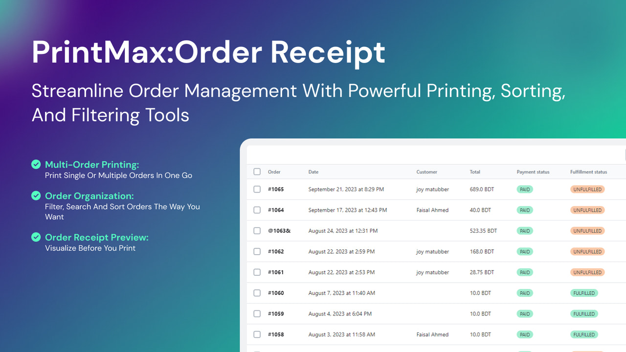 PrintMax:Order Receipt Screenshot