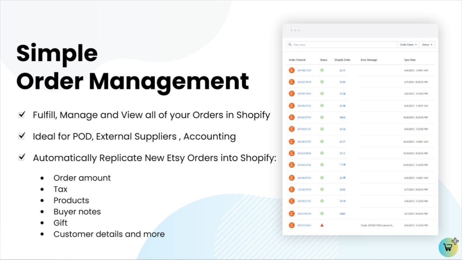 Etsy Shopify订单管理POD；在Etsy上销售