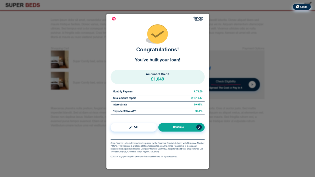 Build Your Loans Screen