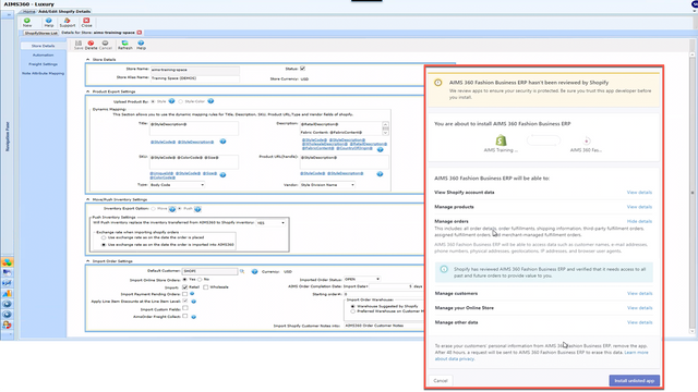 AIMS360到Shopify的连接