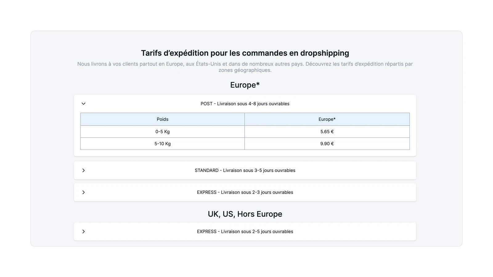 Frais d'expédition pratiques. Livraison le lendemain disponible