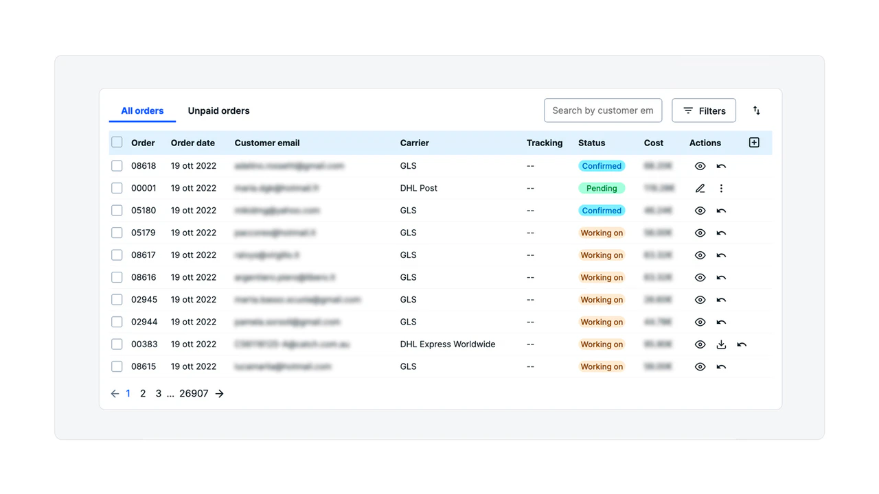 Real time unlimited orders sync