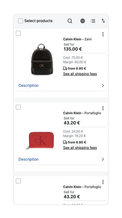 100 italienska och internationella modemärken i dropshipping