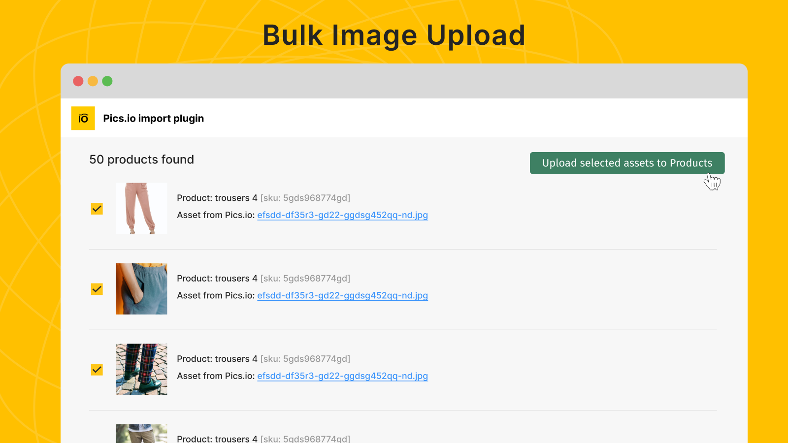 Bulk image upload from Picsio to Shopify