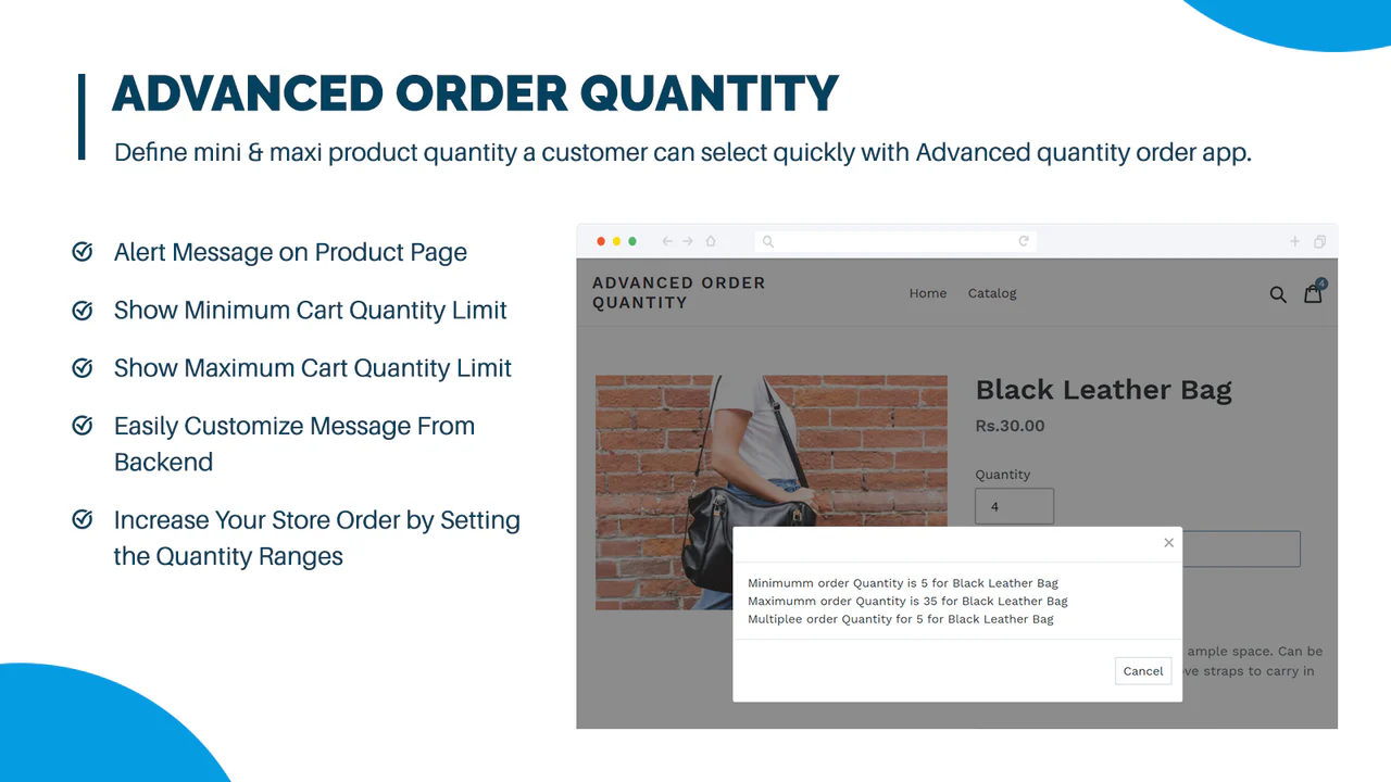 Specify the Minimum & Maximum Product Quantity