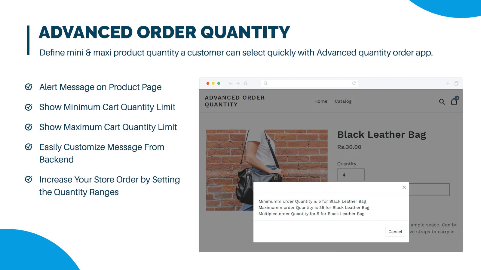 Specify the Minimum & Maximum Product Quantity