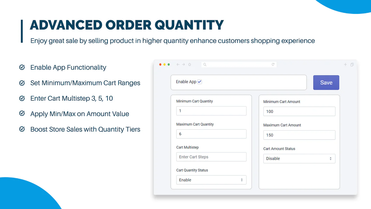 Specify Total Cart Amount Limits