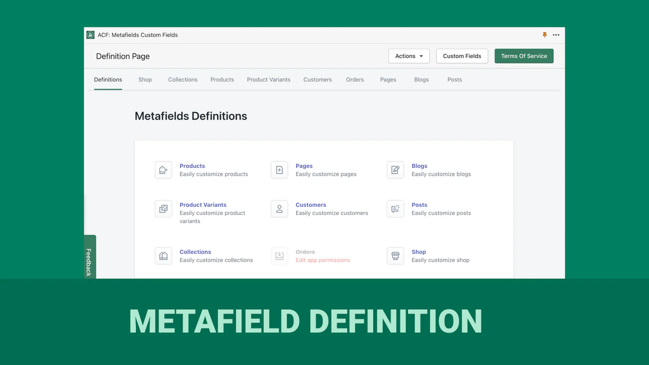 Metafield Definitie