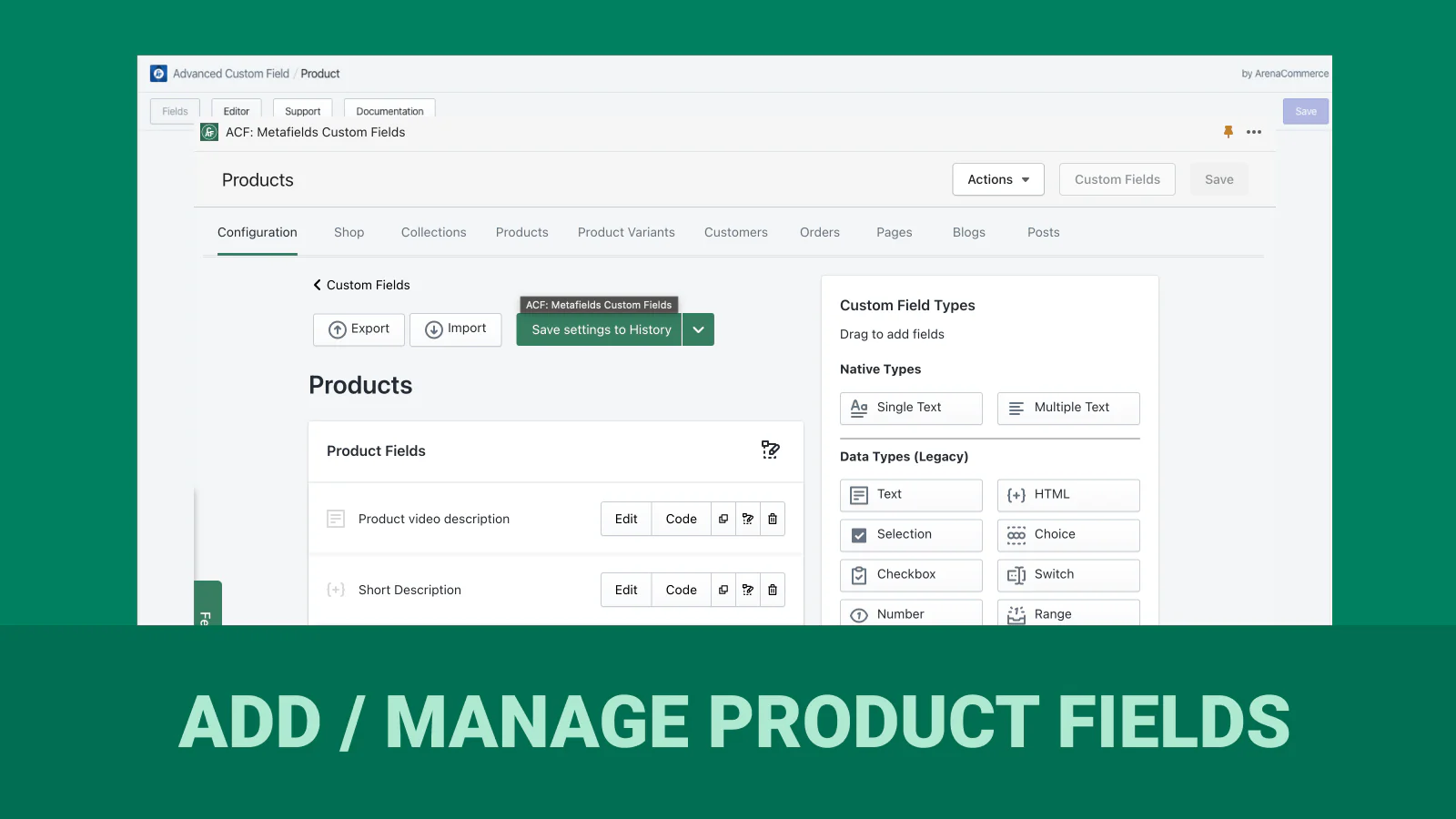 Add Product Fields