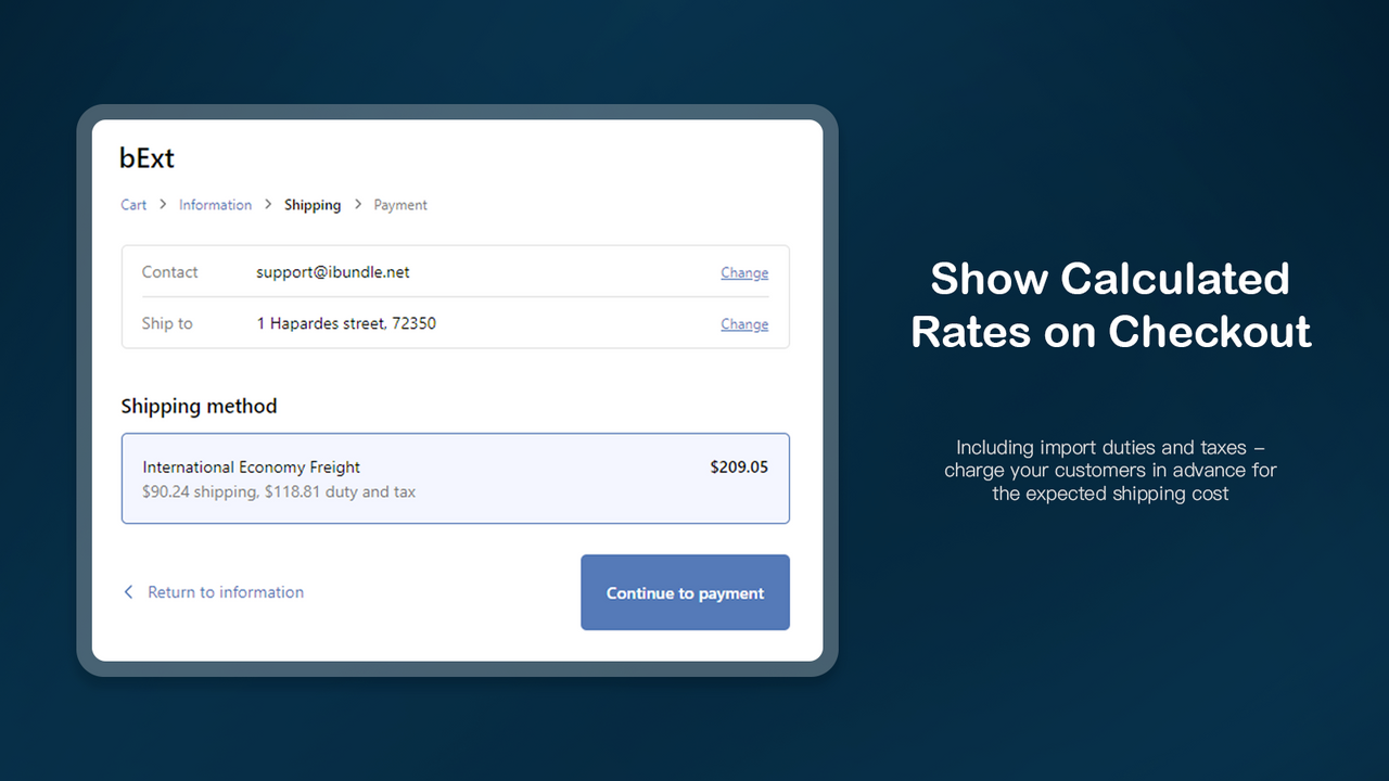 Calcula tarifas en el checkout