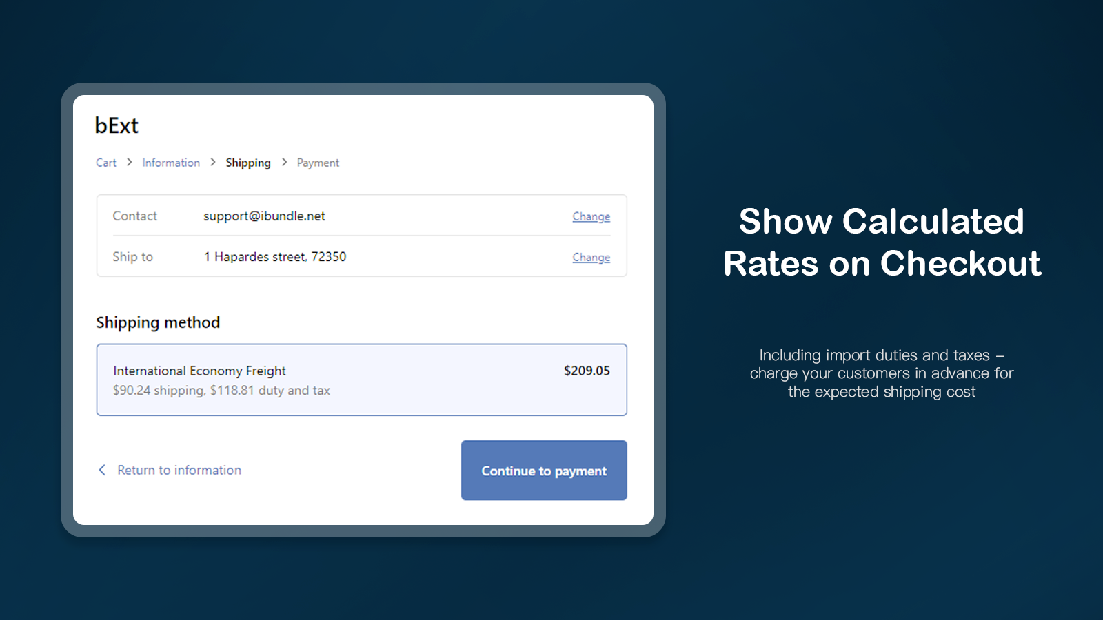 Calcula tarifas en el checkout