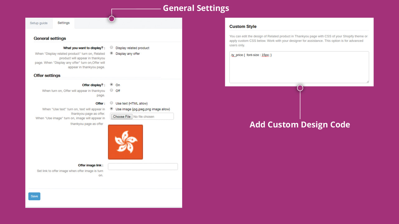 multiple settings options at application admin end