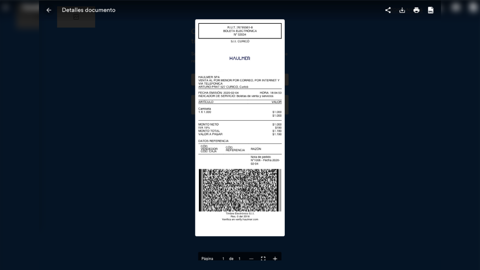 Página de Auto-Servicio - Visor DTE formato PDF