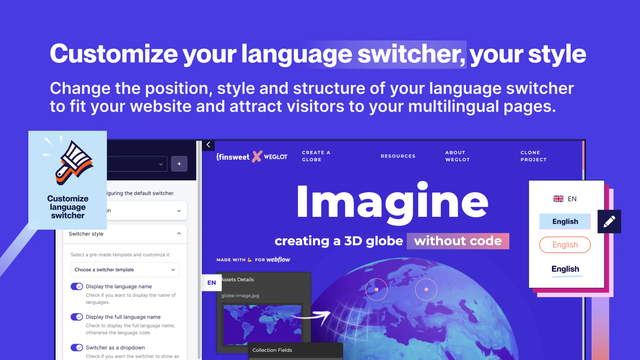 Pas uw taalswitcher aan het ontwerp van uw webshop aan