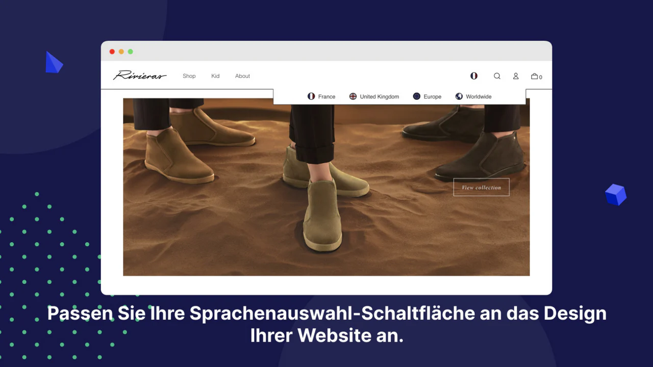 Passen Sie das Sprachenauswahl-Menü an das Website-Design an.