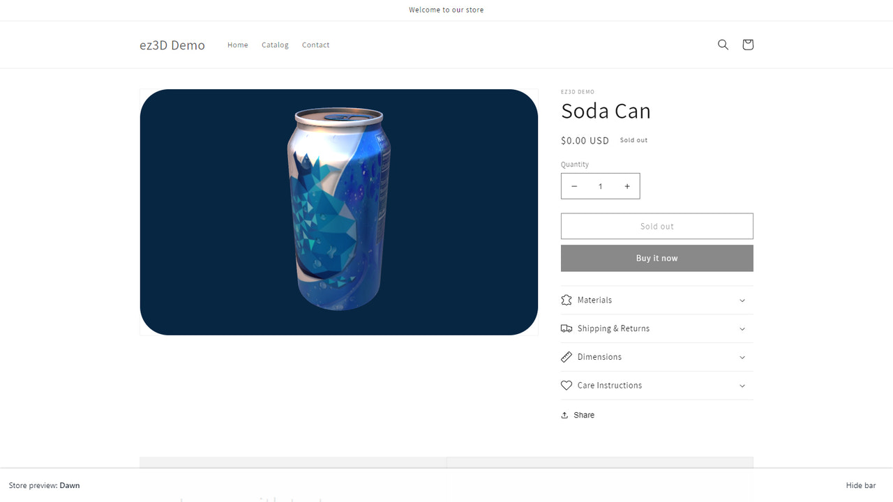 Interaktives 3D in Ihrem Shopify-Shop mit VizFrame