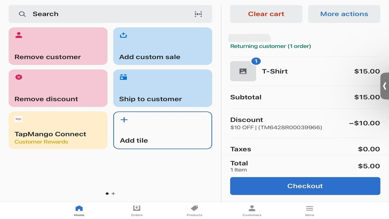 Application POS TapMango Connect - réduction TapMango appliquée à la vente.