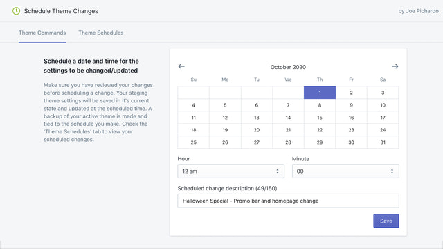 Schedule theme change with our calendar and time options